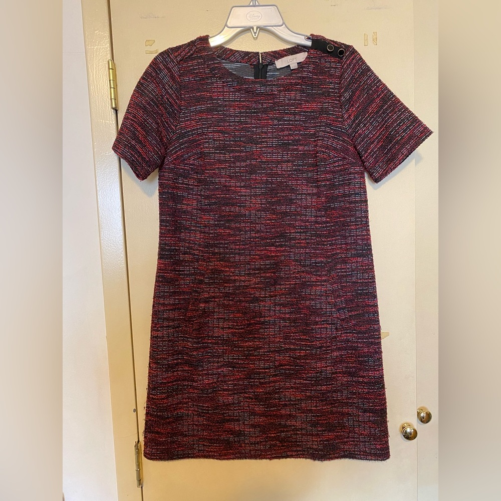 LOFT Short Sleeve Tweed Shift Dress